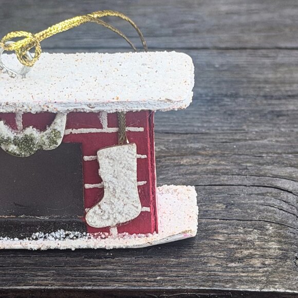 Vintage Fireplace Christmas Holiday Ornament (insert light in fire) - Picture 5 of 9